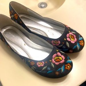 Black satin embroidered Old Navy ballet flats 7 colorful spring summer shoes